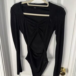Elegant Black cutout Long Sleeve Bodysuit
